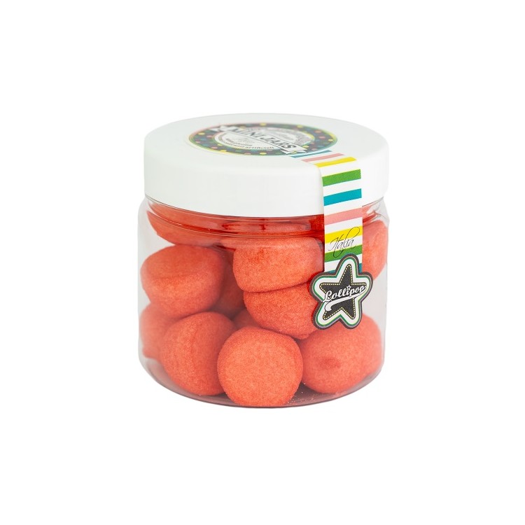 Marshmallow Mini Balls Rosso Passion, in Barattolo con tappo a vite 200g Lollipop senza glutine