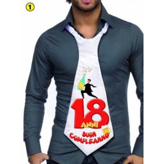 MAXI CRAVATTONE PARTY 18 ANNI per Compleanno - Lunghezza 58 cm x 24 cm larghezza - Unisex - Cravattone in poliestere - 1 pezzo