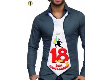 MAXI CRAVATTONE PARTY 18 ANNI per Compleanno - Lunghezza 58 cm x 24 cm larghezza - Unisex - Cravattone in poliestere - 1 pezzo