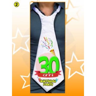 MAXI CRAVATTONE PARTY 30 ANNI per Compleanno - Lunghezza 58 cm x 24 cm larghezza - Unisex - Cravattone in poliestere - 1 pezzo