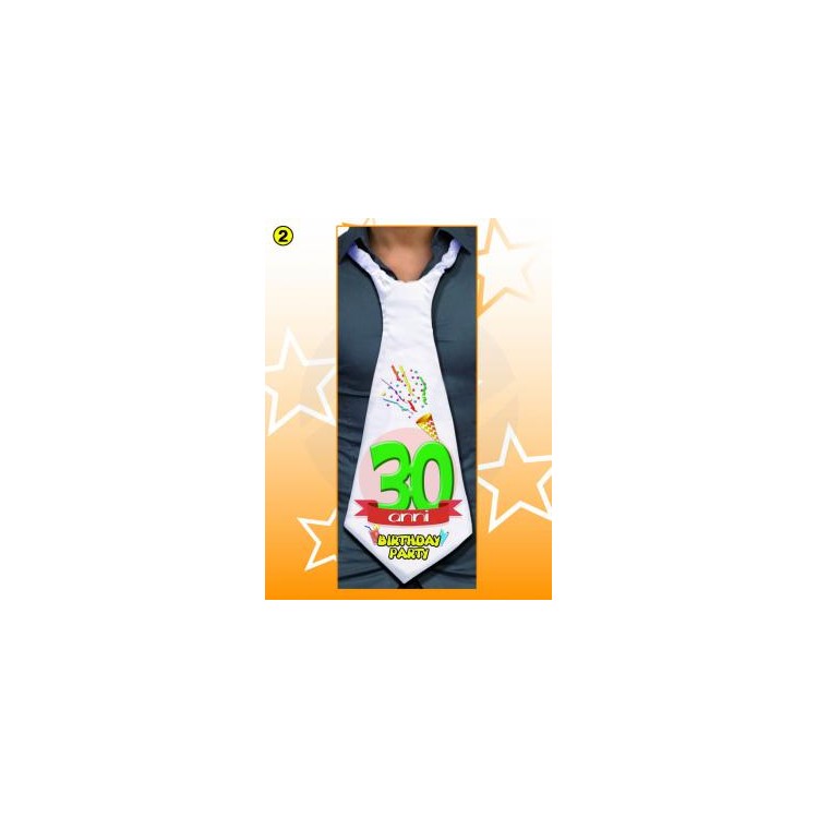MAXI CRAVATTONE PARTY 30 ANNI per Compleanno - Lunghezza 58 cm x 24 cm larghezza - Unisex - Cravattone in poliestere - 1 pezzo