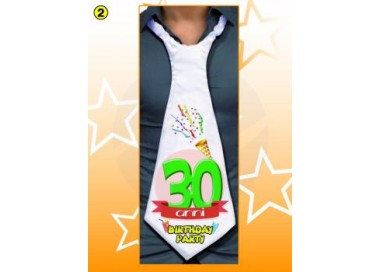 MAXI CRAVATTONE PARTY 30 ANNI per Compleanno - Lunghezza 58 cm x 24 cm larghezza - Unisex - Cravattone in poliestere - 1 pezzo