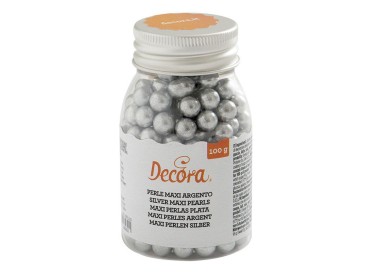 MAXI PERLE DI ZUCCHERO color Argento  - BARATTOLINO 100 gr - 1 pz - DECORA