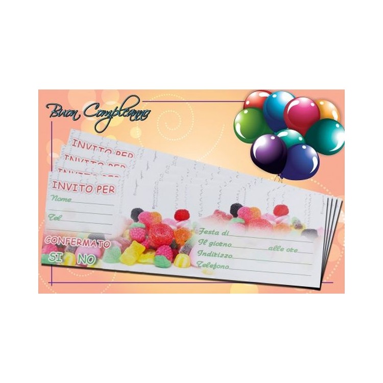 Inviti per Festa di Compleanno Generici - 15 inviti - 22,5 cm x 8 cm