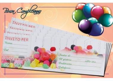 Inviti per Festa di Compleanno Generici - 15 inviti - 22,5 cm x 8 cm