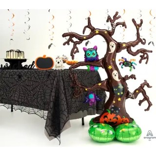 Mega Pallone HALLOWEEN   111 x 157 cm  AirLoonz  Albero di Halloween con fantasmi ragni zucche gufi ecc.. Anagram 1 pz