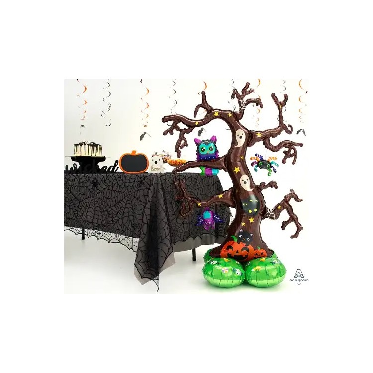 Mega Pallone HALLOWEEN   111 x 157 cm  AirLoonz  Albero di Halloween con fantasmi ragni zucche gufi ecc.. Anagram 1 pz