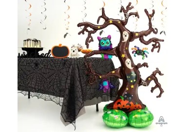 Mega Pallone HALLOWEEN   111 x 157 cm  AirLoonz  Albero di Halloween con fantasmi ragni zucche gufi ecc.. Anagram 1 pz