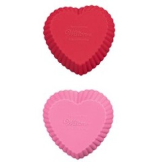 Mini Tazze da cottura in silicone a forma di cuore PZ 12 (6 rossi e 6 rosa )WILTON
