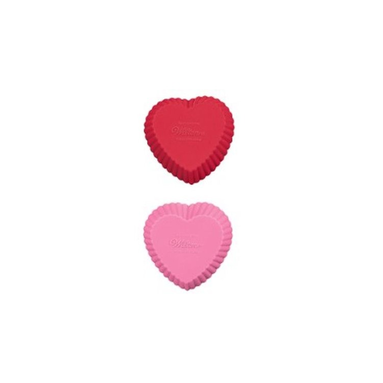 Mini Tazze da cottura in silicone a forma di cuore PZ 12 (6 rossi e 6 rosa )WILTON Mini Tazze da cottura in silicone a forma di cuore PZ 12 (6 rossi e 6 rosa )WILTON