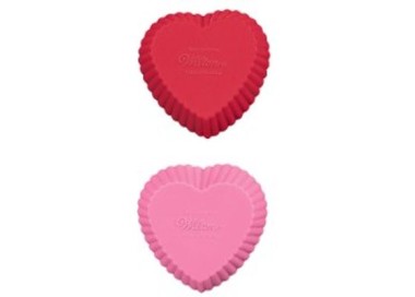 Mini Tazze da cottura in silicone a forma di cuore PZ 12 (6 rossi e 6 rosa )WILTON