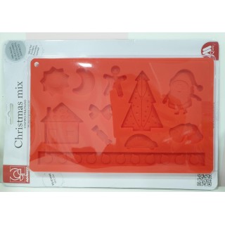Mix Christmas Silicone Mould-12Prints  STAMPO IN SILICONE NATALE 12 FIGURE MODECOR