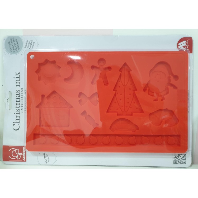 Mix Christmas Silicone Mould-12Prints  STAMPO IN SILICONE NATALE 12 FIGURE MODECOR