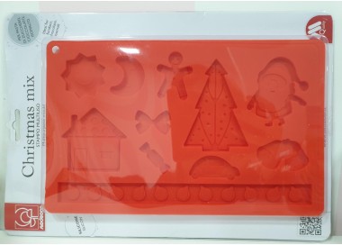 Mix Christmas Silicone Mould-12Prints  STAMPO IN SILICONE NATALE 12 FIGURE MODECOR