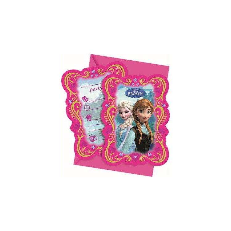 Inviti per Festa di Frozen - 6 inviti + 6 buste - 15 cm x 11,5 cm H - color fucsia Inviti per Festa di Frozen - 6 inviti + 6 buste - 15 cm x 11,5 cm H - color fucsia