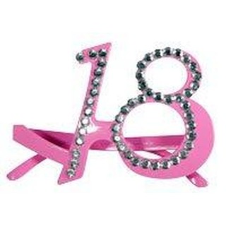 Occhiali Compleanno 18 Anni Rosa con strass - plastica - L 15 cm x H 10 cm - 1 pezzo