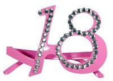 Occhiali Compleanno 18 Anni Rosa con strass - plastica - L 15 cm x H 10 cm - 1 pezzo