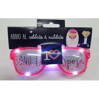Occhiali fucsia con led luminosi con scritta " SONO LA SPOSA " addio al nubilato  o scherzo matrimonio pz 1