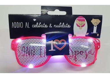 Occhiali fucsia con led luminosi con scritta " SONO LA SPOSA " addio al nubilato  o scherzo matrimonio pz 1