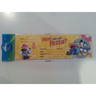 Inviti per Festa di Topolino Disney - 10 inviti - 24,5 cm x 7,5 cm