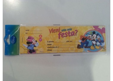Inviti per Festa di Topolino Disney - 10 inviti - 24,5 cm x 7,5 cm