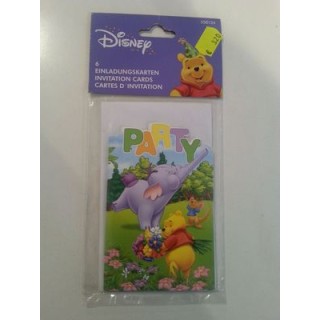 Inviti per Festa di Winnie Pooh - 6 inviti + 6 buste - 8,5 cm x 13 cm