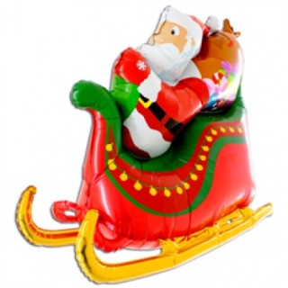 Palloncino  Babbo Natale  su slitta con regali  Supershape -GRABO  - 117 cm  1 pz