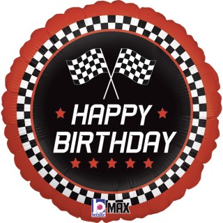 Palloncino  con scritta "Happy Birthday"  da gara Racing   18" / 46 cm -Betallic 1 pz