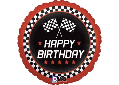 Palloncino  con scritta "Happy Birthday"  da gara Racing   18" / 46 cm -Betallic 1 pz