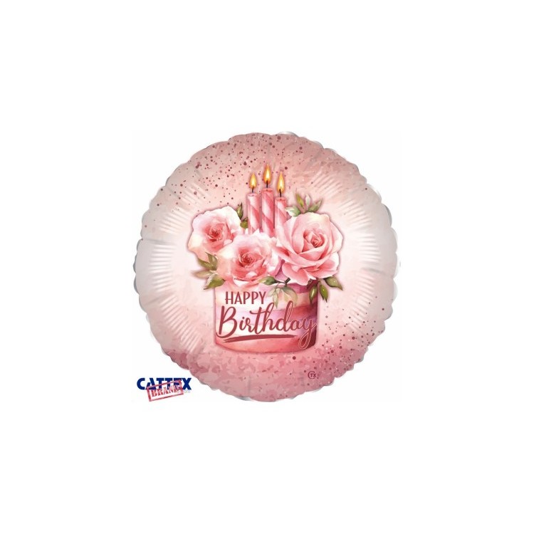 Palloncino  con scritta "Happy Birthday" ORO rosa  metallizzato 18" / 46 cm Cattex   1 pz