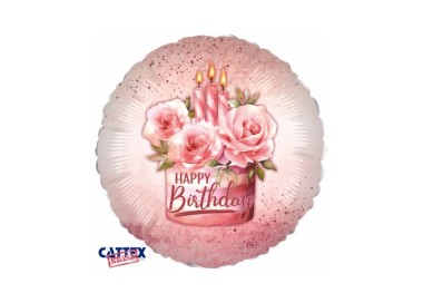 Palloncino  con scritta "Happy Birthday" ORO rosa  metallizzato 18" / 46 cm Cattex   1 pz