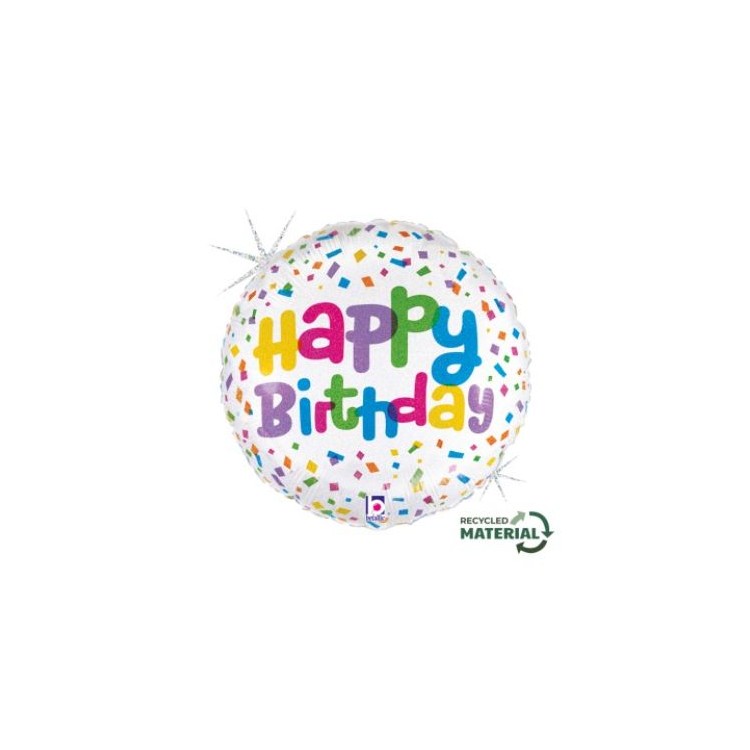 Palloncino  con scritta "Happy Birthday"multicolor  18" / 46 cm - 1 pz