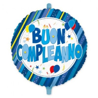 Palloncino "Buon Compleanno" Tondo da maschio - 45 cm - 1 pz