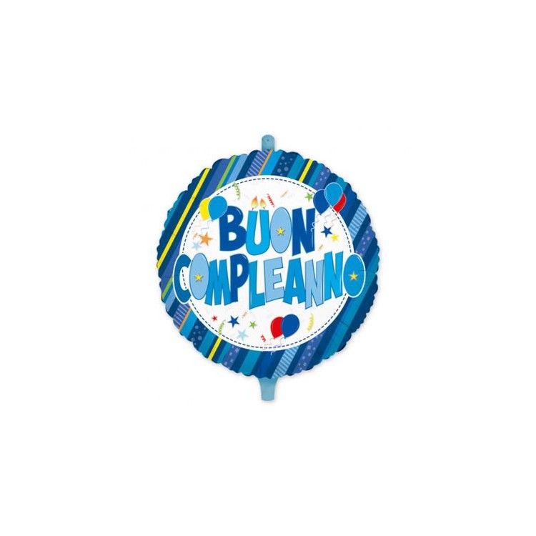 Palloncino "Buon Compleanno" Tondo da maschio - 45 cm - 1 pz
