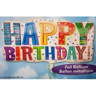 Palloncino "Happy Birthday!" (Nuovo) - SuperShape - Anagram - 83 cm x 40 cm - 1 pezzo