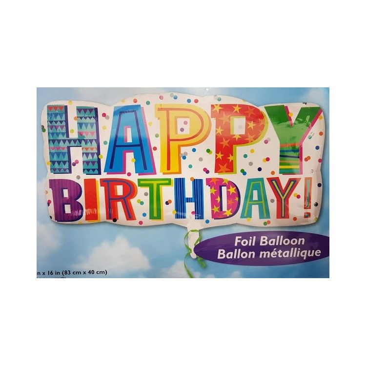Palloncino "Happy Birthday!" (Nuovo) - SuperShape - Anagram - 83 cm x 40 cm - 1 pezzo