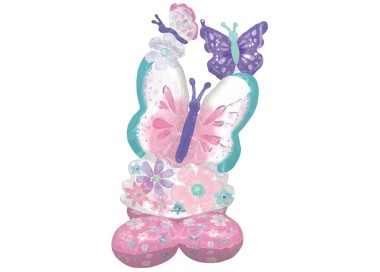 Palloncino 111 x 71  cm  AirLoonz Composizione di FARFALLE E FIORI   Anagram 1 pz