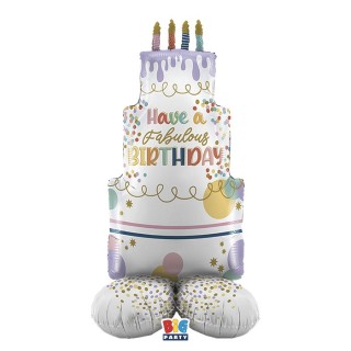 Palloncino 155 x 75 cm  AirLoonz Torta con scritta HAVE A FABULOUS  BIRTHDAY Big poarty 1 pz