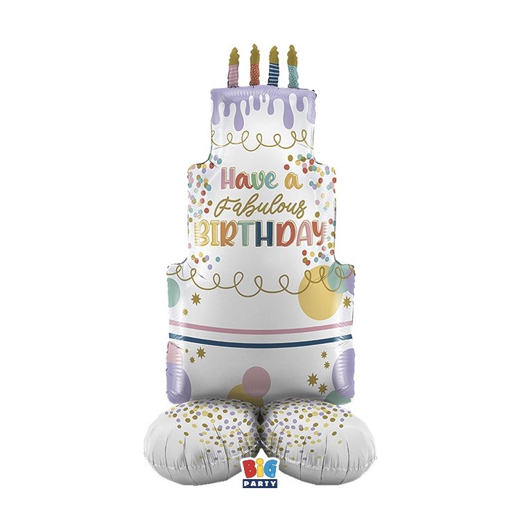 Palloncino 155 x 75 cm  AirLoonz Torta con scritta HAVE A FABULOUS  BIRTHDAY Big poarty 1 pz