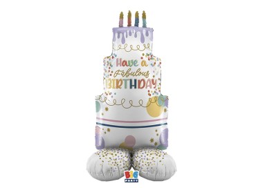 Palloncino 155 x 75 cm  AirLoonz Torta con scritta HAVE A FABULOUS  BIRTHDAY Big poarty 1 pz