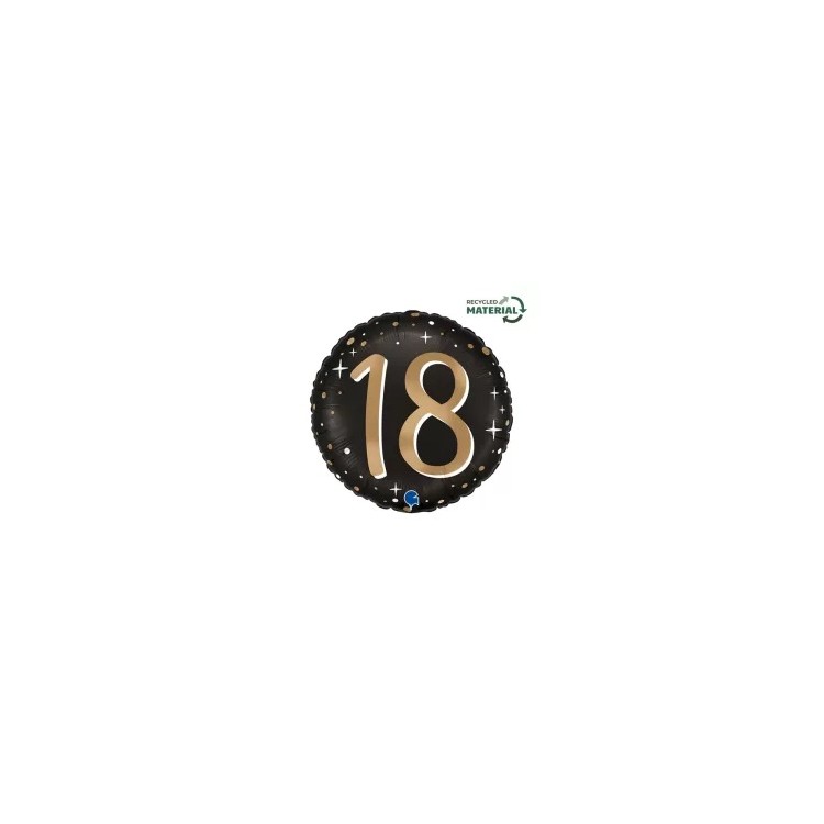 Palloncino 18 Anni Nero e oro - 46 cm - 1 pezzo