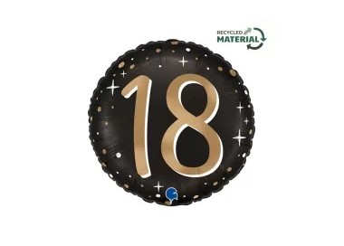 Palloncino 18 Anni Nero e oro - 46 cm - 1 pezzo