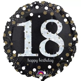 Palloncino 18 Anni Nero e oro - 46 cm - 1 pezzo