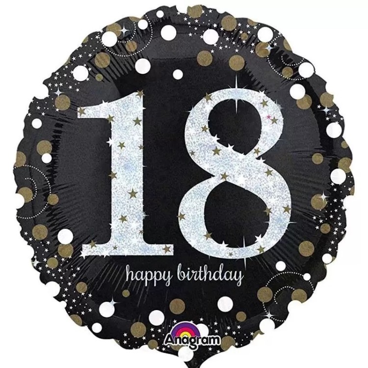 Palloncino 18 Anni Nero e oro - 46 cm - 1 pezzo