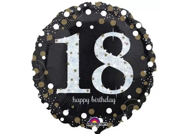 Palloncino 18 Anni Nero e oro - 46 cm - 1 pezzo
