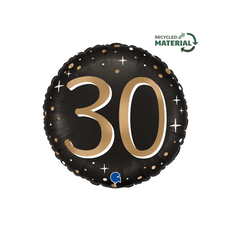 Palloncino 30 Anni Nero e oro - 46 cm - 1 pezzo