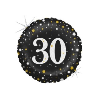 Palloncino 30 Anni Nero e oro - 46 cm - 1 pezzo
