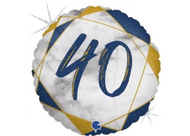 Palloncino 40 Anni blù bianco  e oro- 46 cm - 1 pezzo