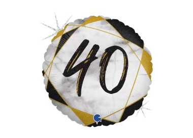Palloncino 40 Anni nero  bianco  e oro- 46 cm - 1 pezzo