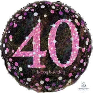Palloncino 40 Anni nero e fucsia- 46 cm - 1 pezzo